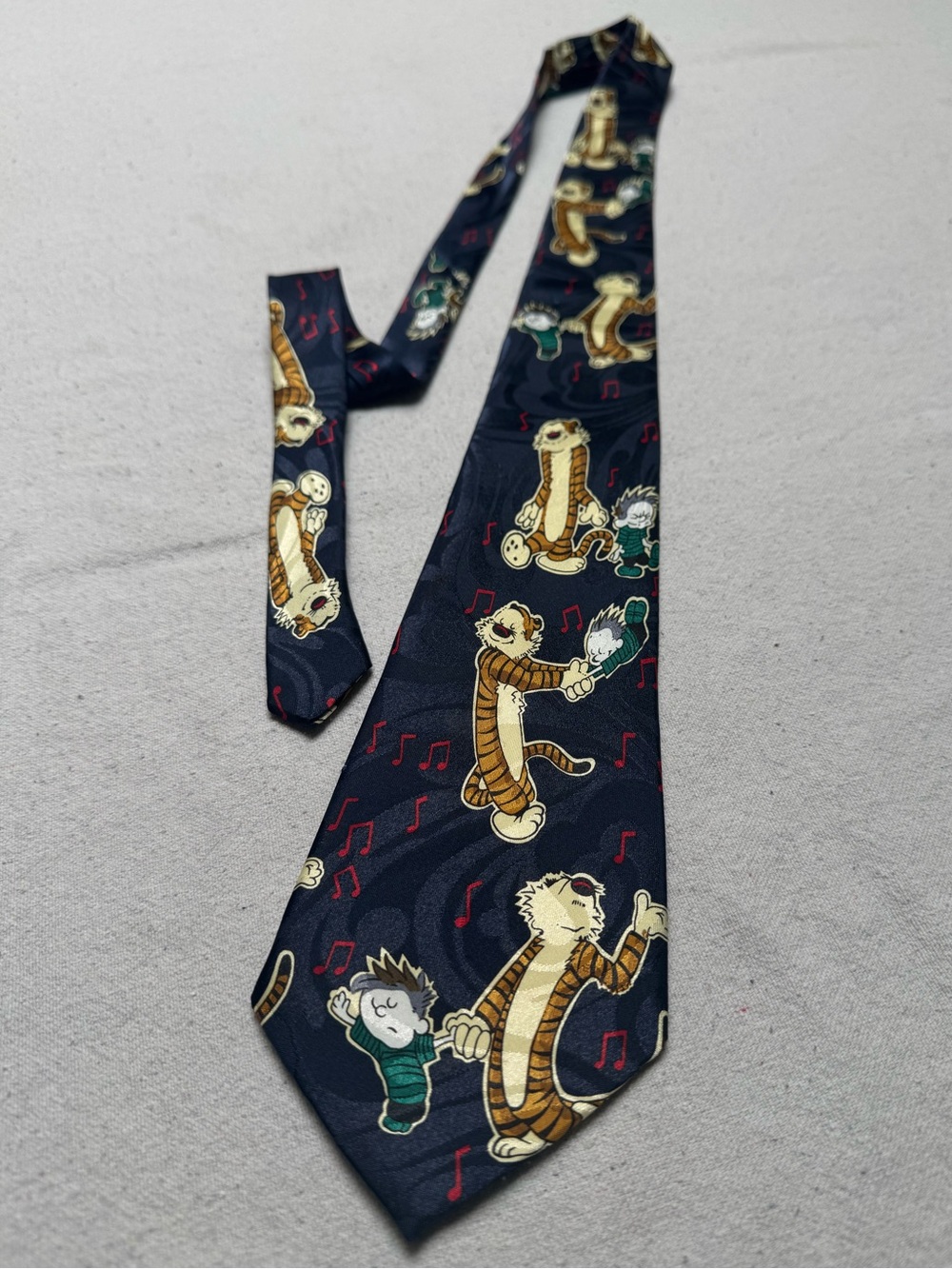 Christian Armand Calvin & Hobbes Handmade Novelty Tie Navy Cartoon Comic Book